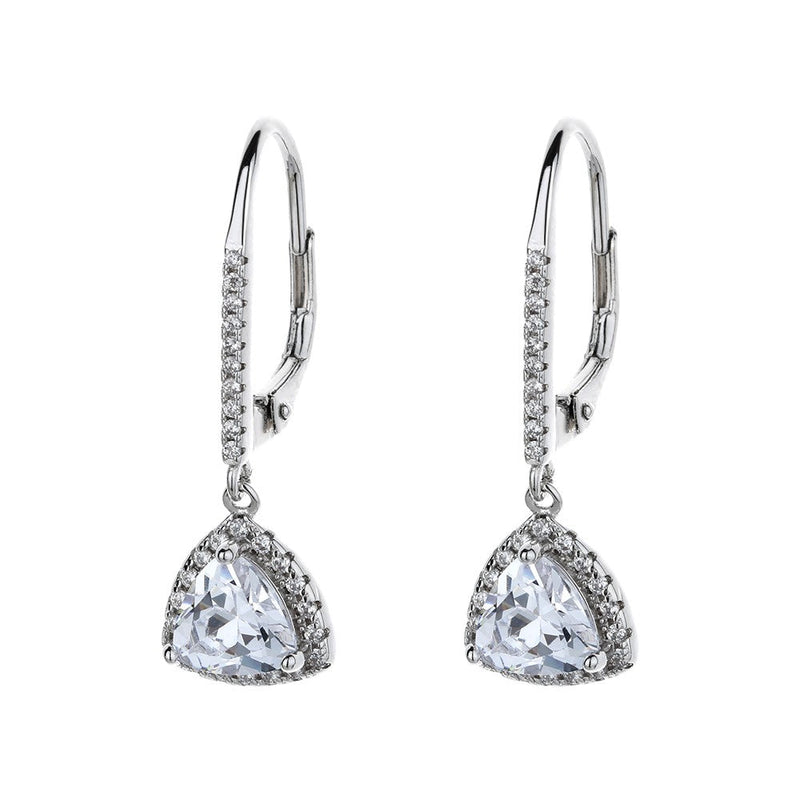 Sterling Silver Leverback Earrings with Crystals