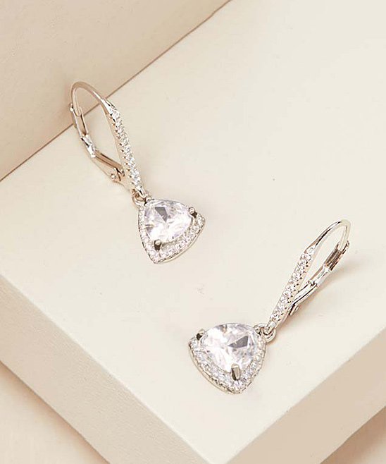 Sterling Silver Leverback Earrings with Crystals