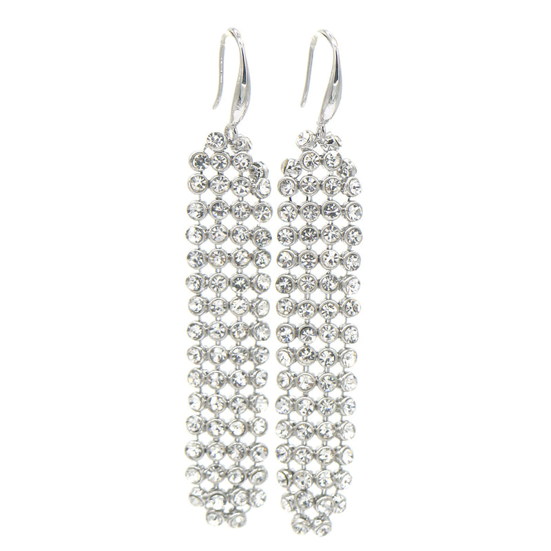 Mesh Crystal Drop and Dangle Earrings in 14K White Gold