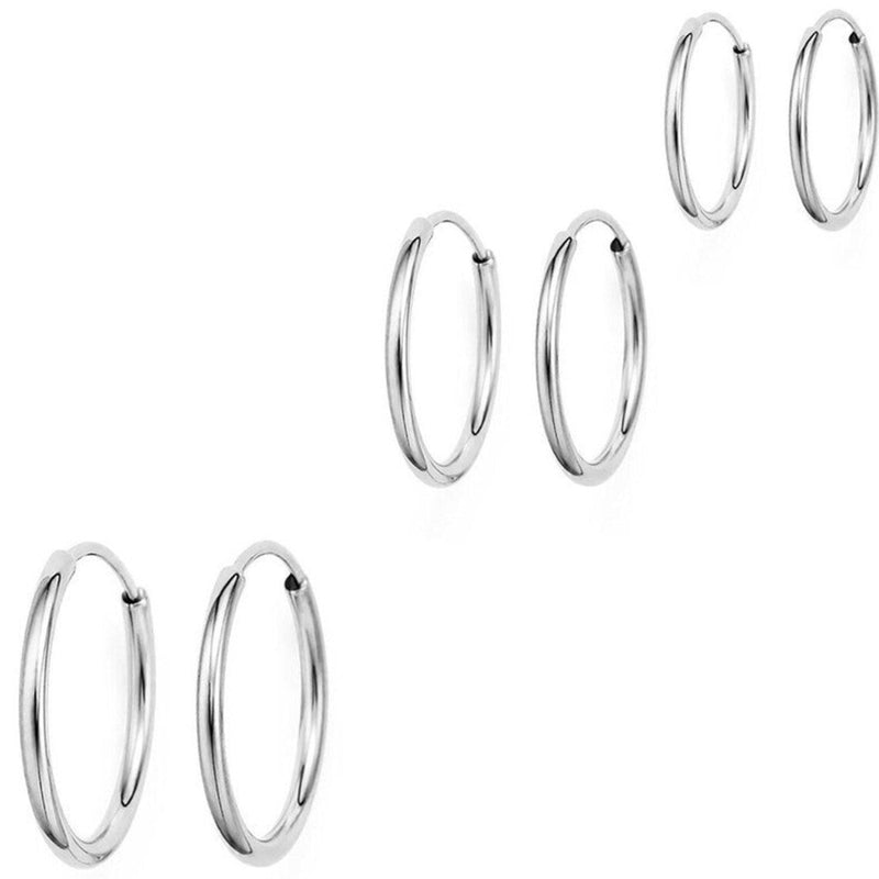 Amy and Annette 14K Gold over Sterling Silver Hoop Earrings Set of 3 Sizes