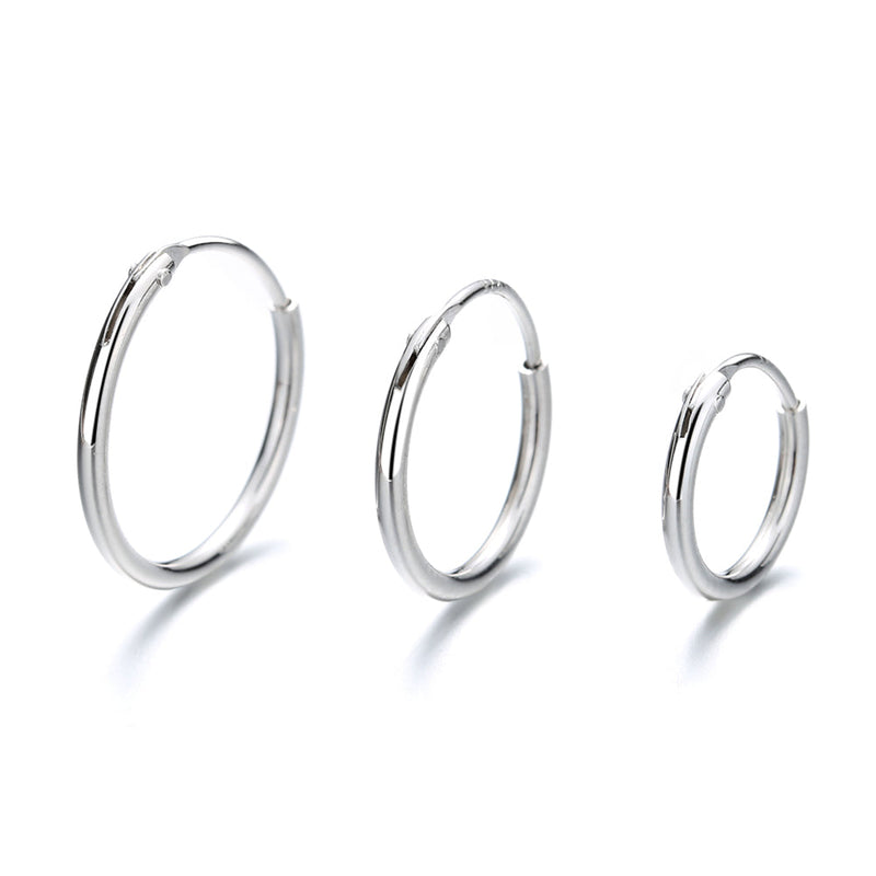 Amy and Annette 14K Gold over Sterling Silver Hoop Earrings Set of 3 Sizes