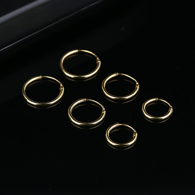 Amy and Annette 14K Gold over Sterling Silver Hoop Earrings Set of 3 Sizes