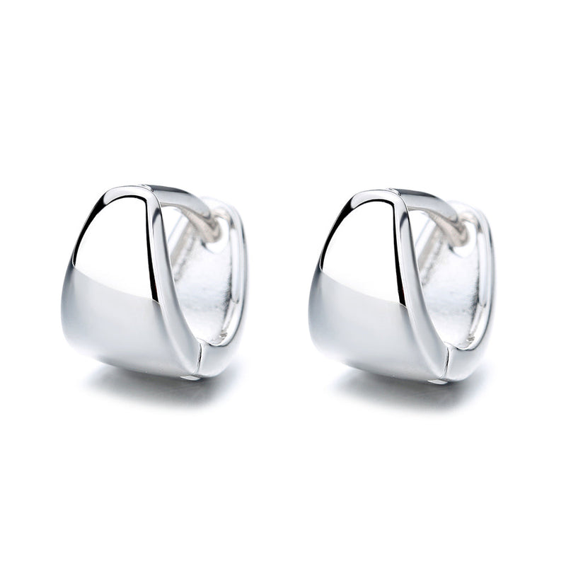 14K Gold And Sterling Silver Solid Huggie Earring