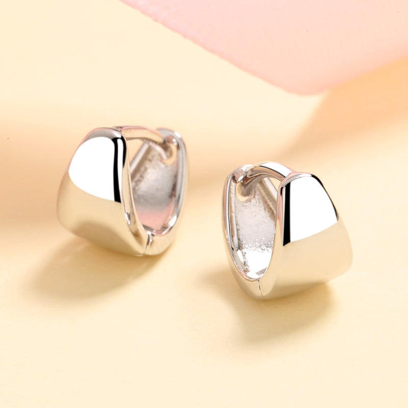 14K Gold And Sterling Silver Solid Huggie Earring