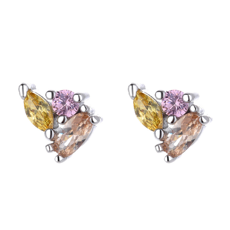 Multi Color Swarovski Crystal Cluster Stud Earrings