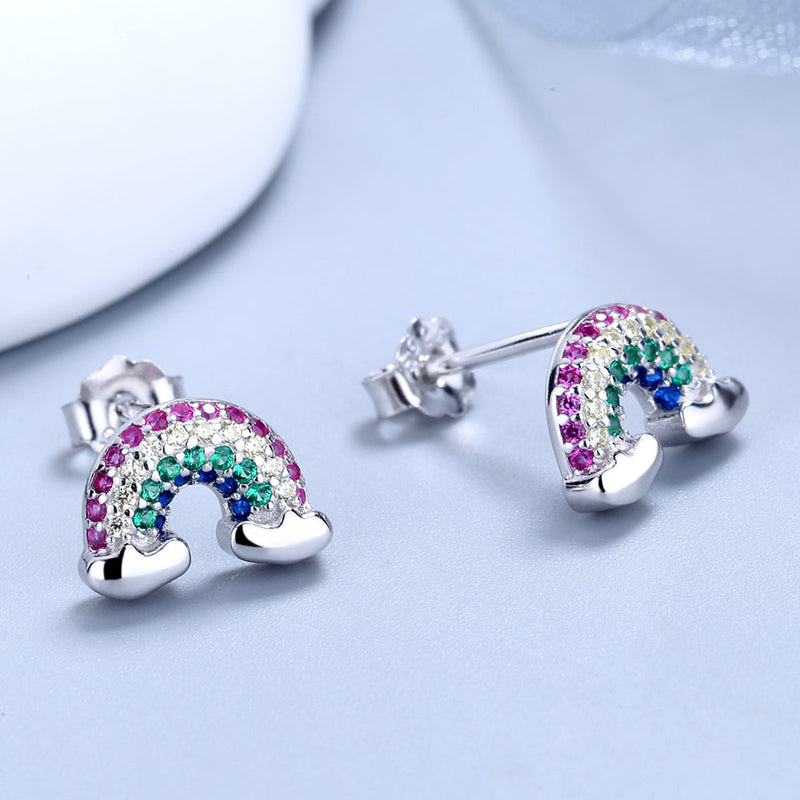 Sterling Silver Rainbow Earrings with crystals from Swarovski