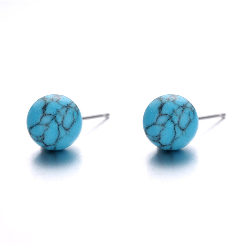 Amy and Annette 14k Gold and Sterling Silver Turquoise Stud Earrings