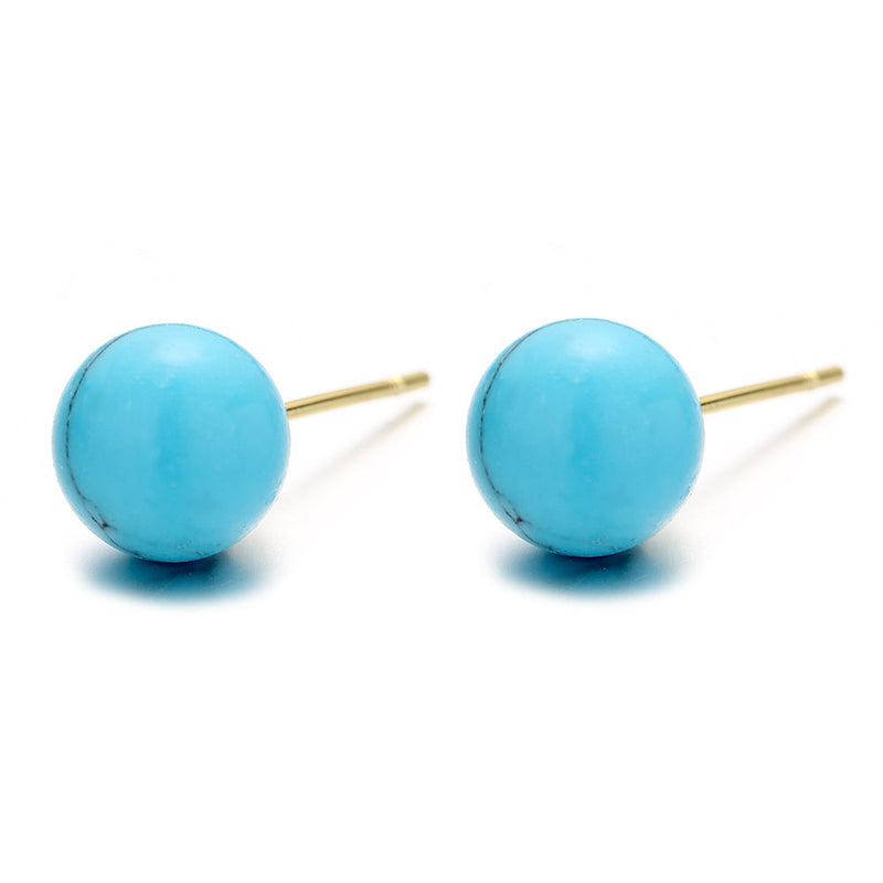 Amy and Annette 14k Gold and Sterling Silver Turquoise Stud Earrings