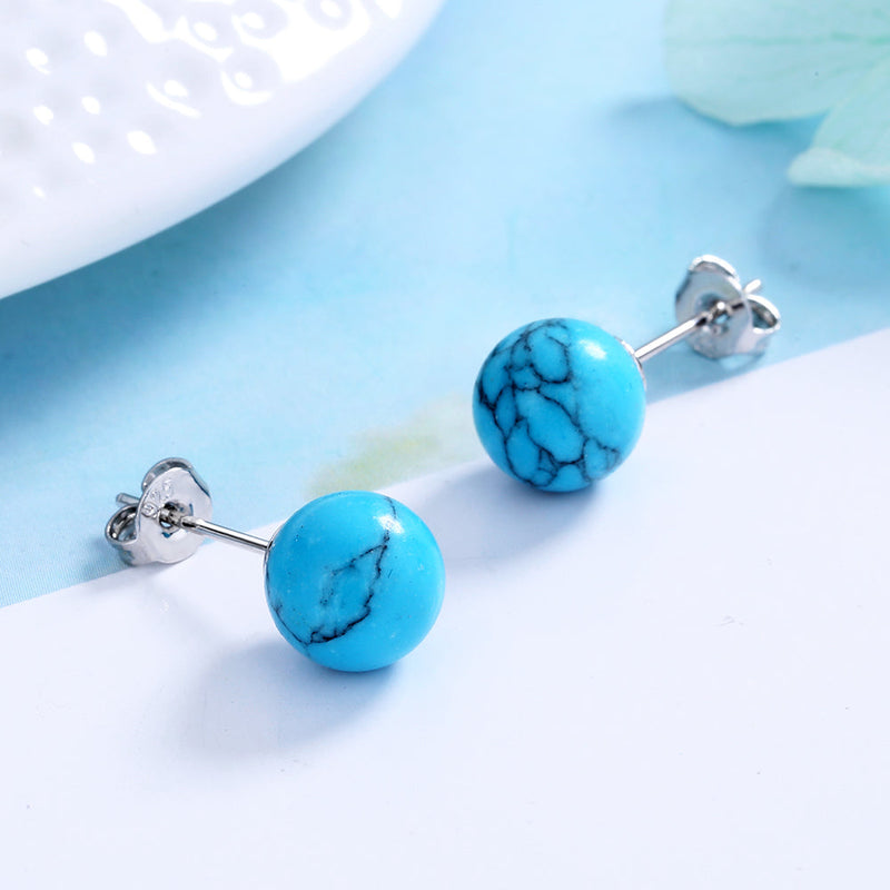 Amy and Annette 14k Gold and Sterling Silver Turquoise Stud Earrings