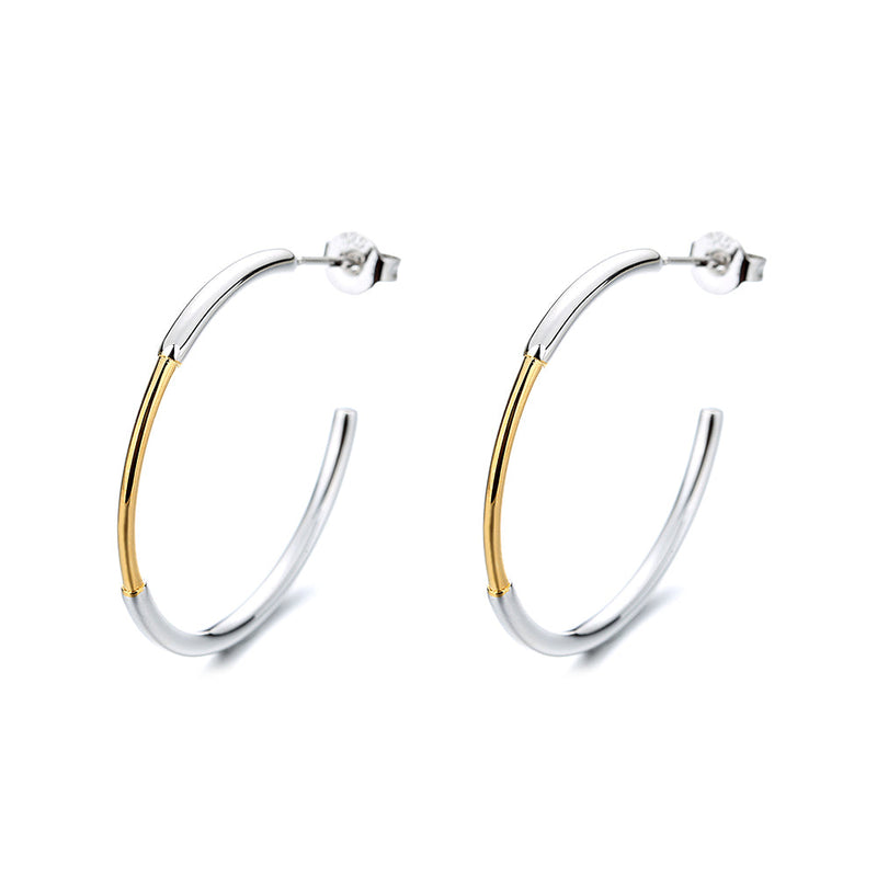 Sterling Silver and Gold Two Tone Hoop Earring With Option of Rose or Yellow Gold