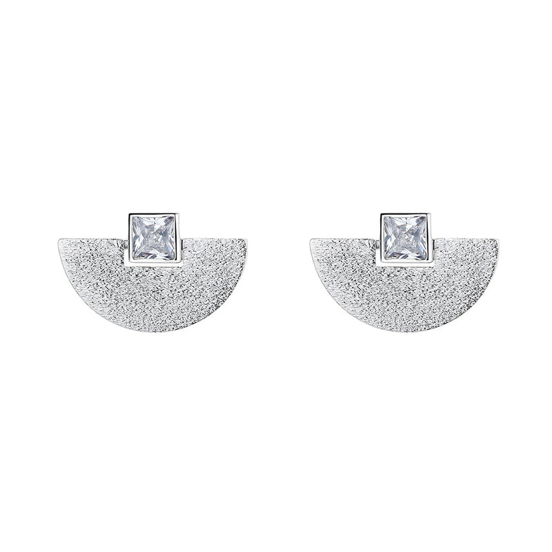 Sterling Silver Disc Earrings with Crystals