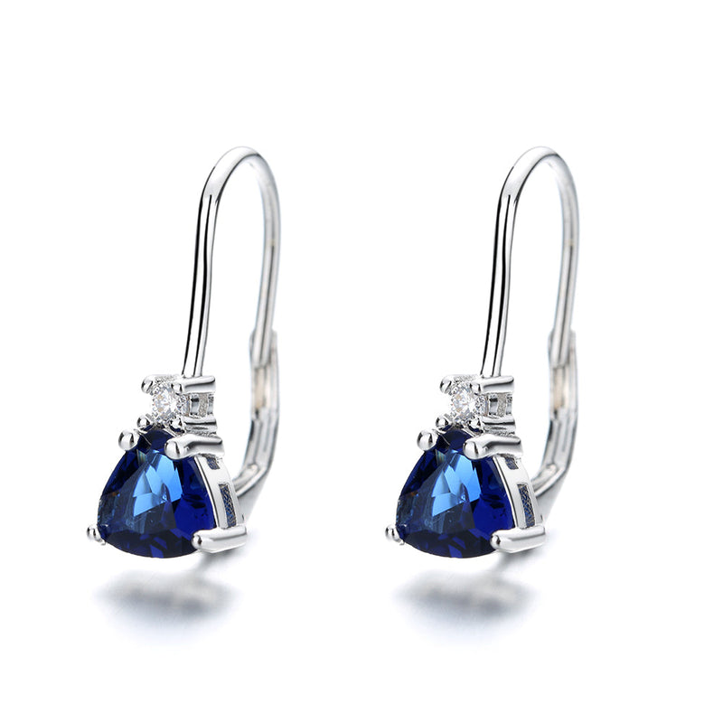 Sterling Silver Sapphire Tear Drop Lever-back