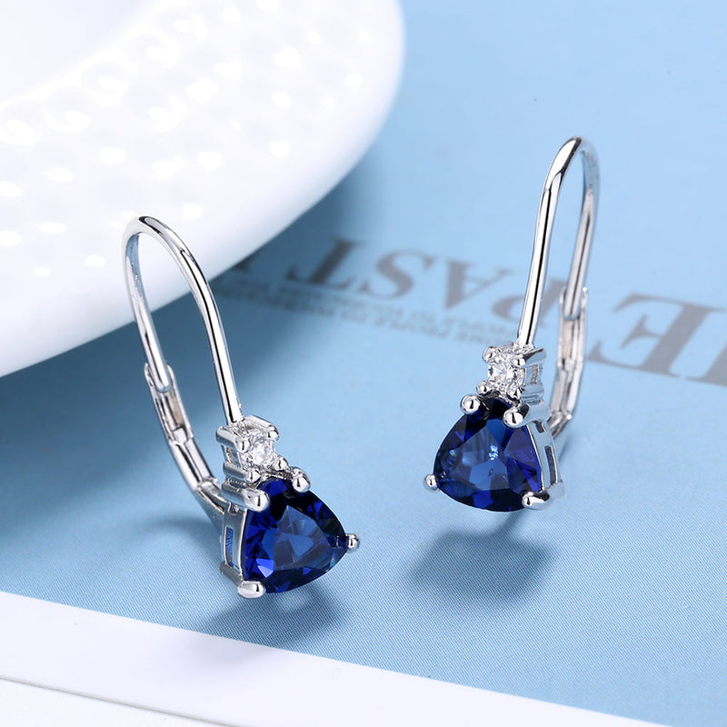 Sterling Silver Sapphire Tear Drop Lever-back