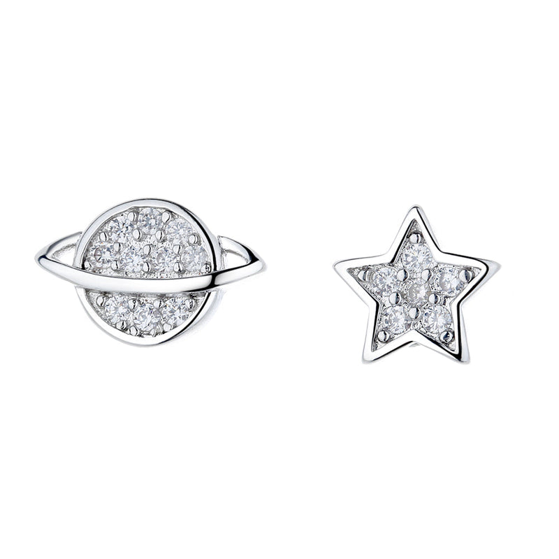 Sterling Silver Star and Planet Earrings with crystals from Swarovski
