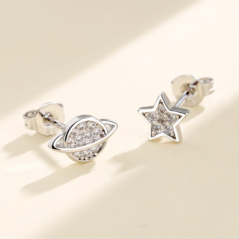 Sterling Silver Star and Planet Earrings with crystals from Swarovski