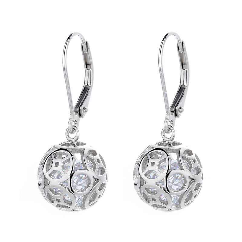 Sterling Silver Filigree Ball Leverback Drop Earrings