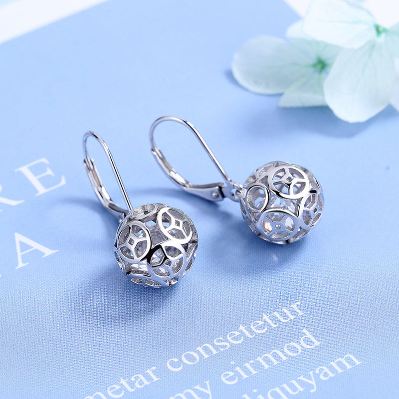 Sterling Silver Filigree Ball Leverback Drop Earrings