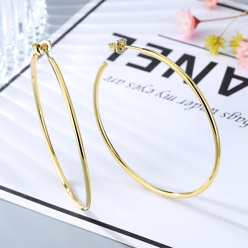 Amy and Annette 14K Gold or Sterling Silver Large Hoop Earrings