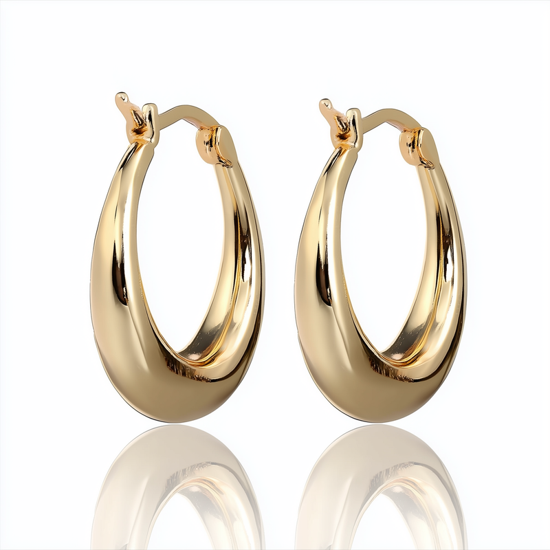 14K Gold Graduated Hoop Huggie Earring