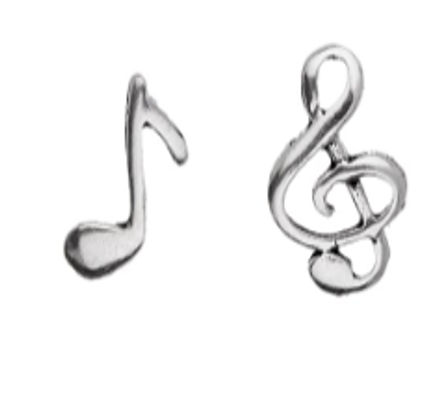 Amy and Annette Sterling Silver Music Notes Stud Earring