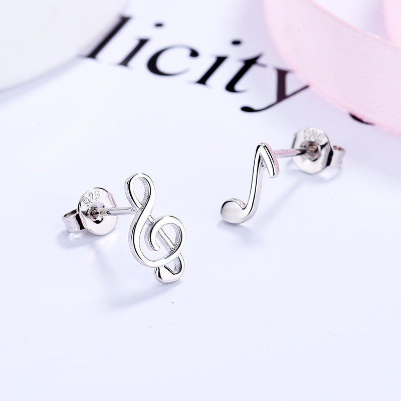 Amy and Annette Sterling Silver Music Notes Stud Earring