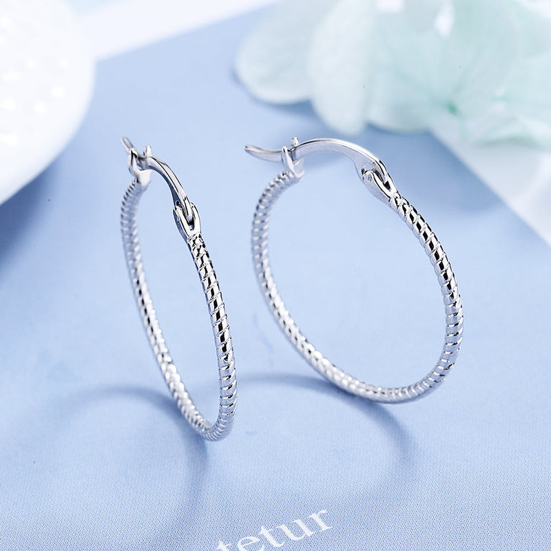 Sterling Silver Twist Hoop Earrings