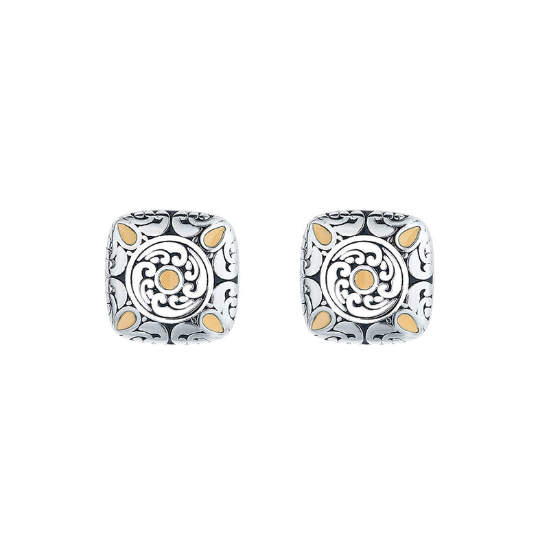 Sterling Silver Two Tone Artisan Stud Earring