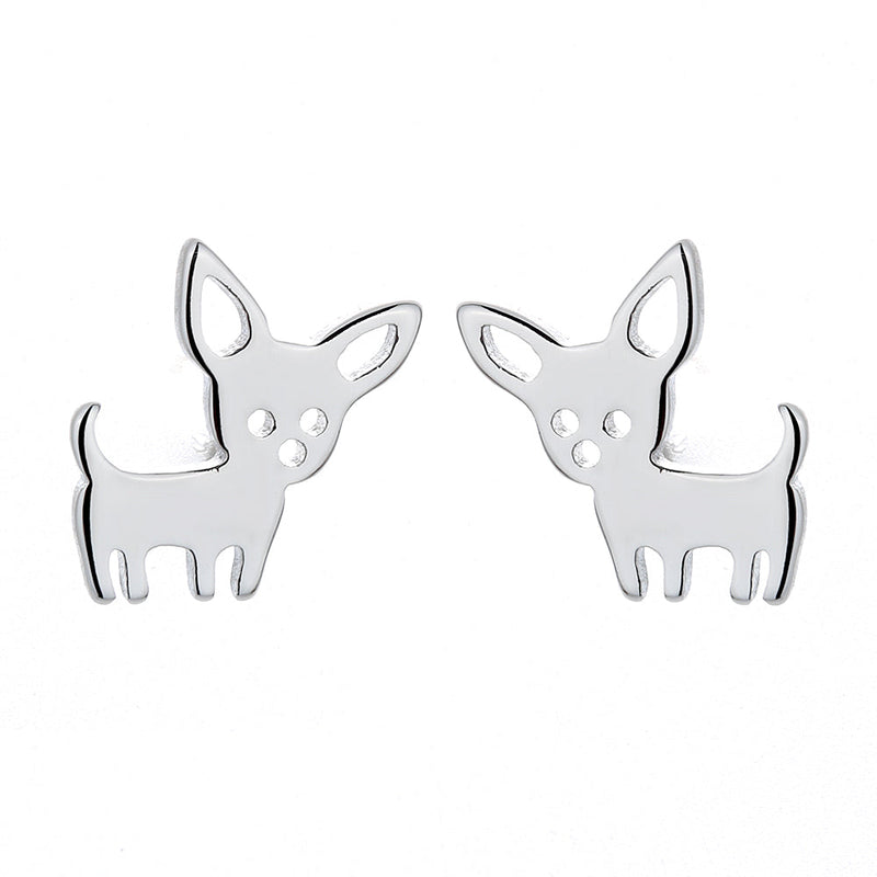 Amy and Annette 14K and Sterling Silver Chihuahua Dog Earrings