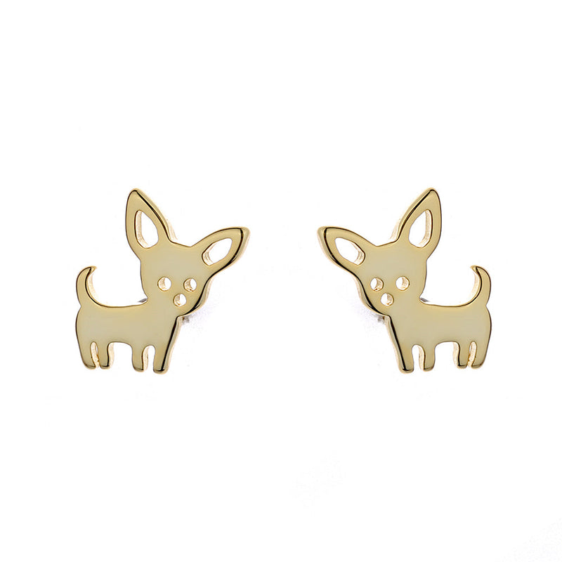 Amy and Annette 14K and Sterling Silver Chihuahua Dog Earrings