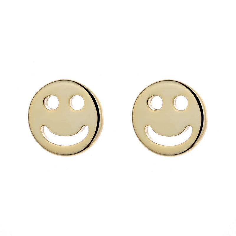 14K Gold or Sterling Silver Smiley Face Earring