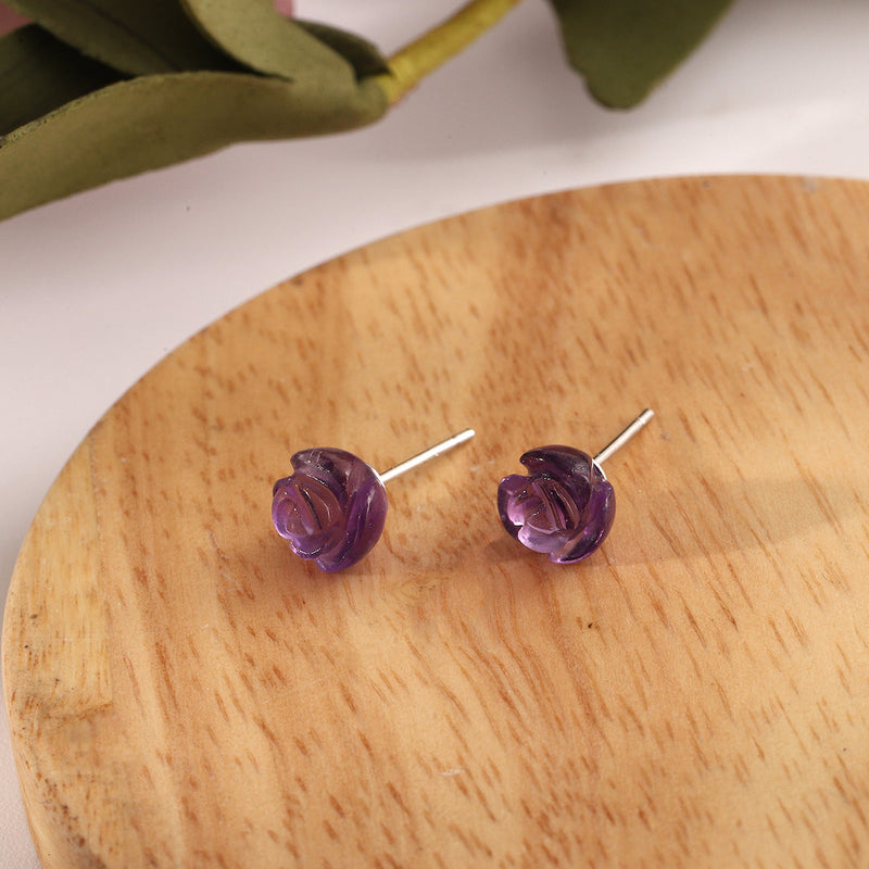 Sterling Silver Amethyst Flower Earring