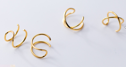 14k Gold And Sterling Silver Cuff Earrings (2 pack)
