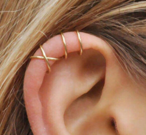 14k Gold And Sterling Silver Cuff Earrings (2 pack)