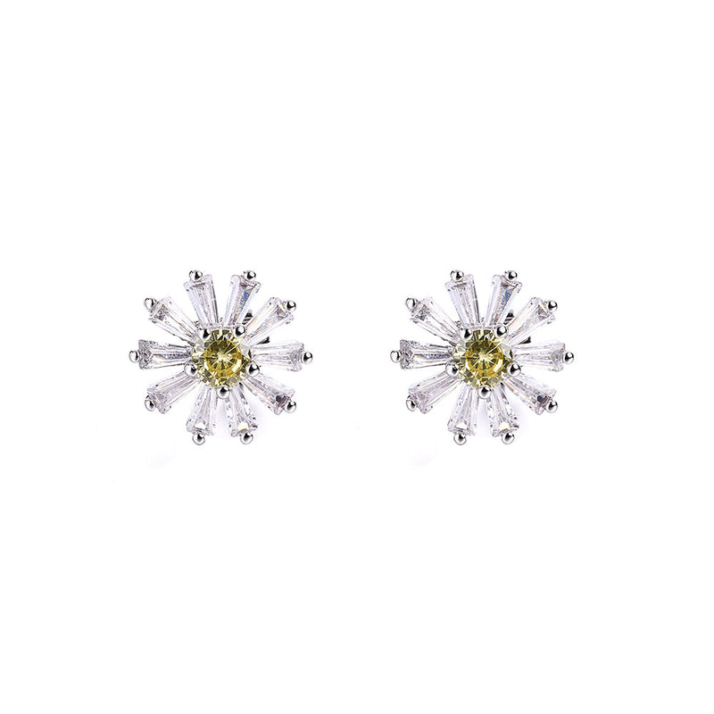 18K White Gold Citrine Daisy Earrings