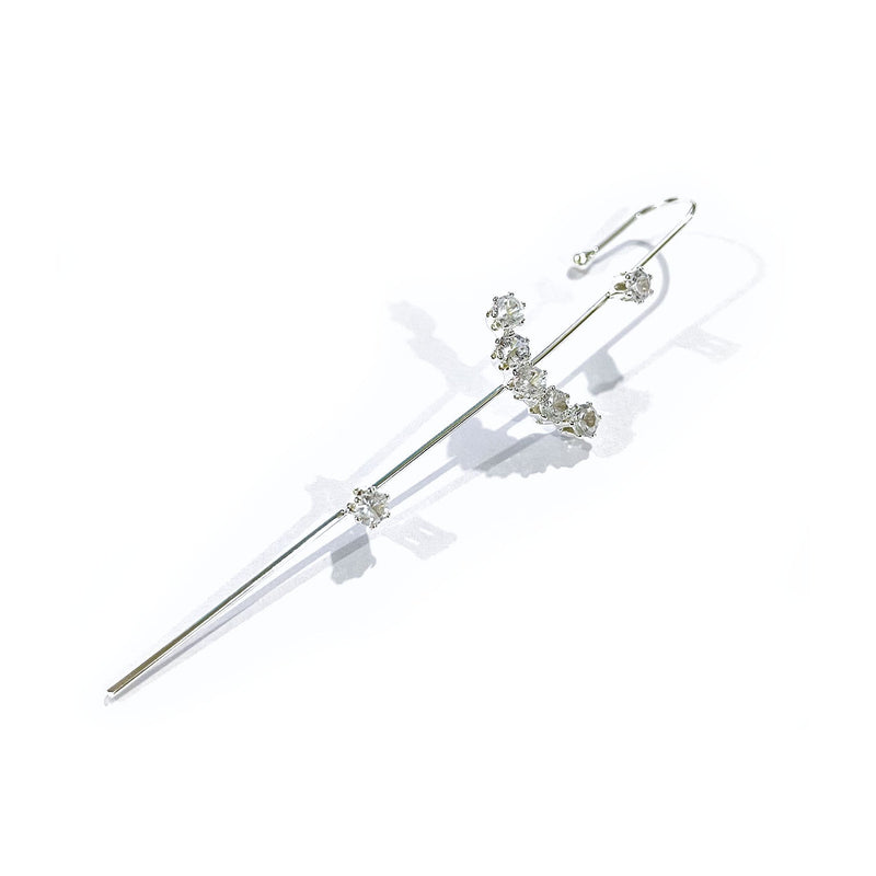 14k Gold Plated Pull-Through Climber Crawler Earring with crystals