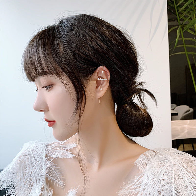 14k Gold Plated Pull-Through Climber Crawler Earring with crystals