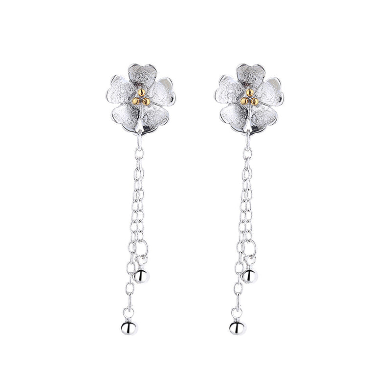 Amy and Annette 14K Gold Two-Tone Floral Drop Earrings