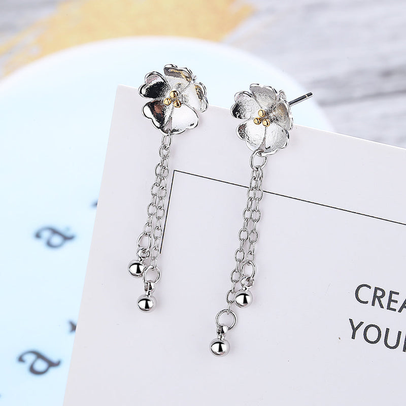 Amy and Annette 14K Gold Two-Tone Floral Drop Earrings