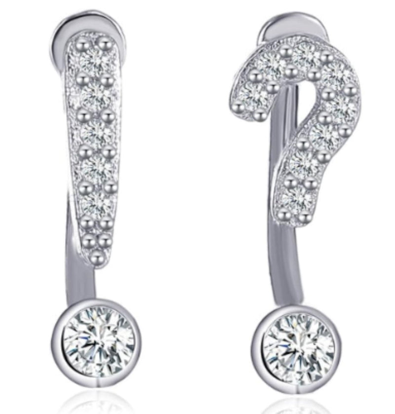 Amy and Annette Sterling Silver Punctuation Mark Earrings with crystals from Swarovski