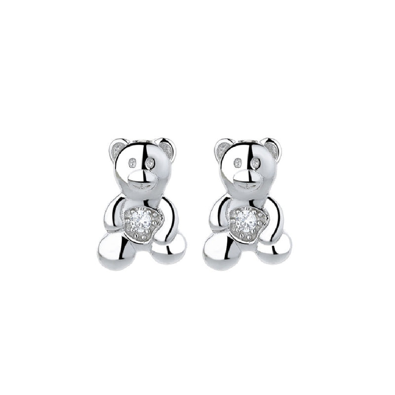 Amy and Annette Sterling Silver Bear Earrings with crystals from Swarovski