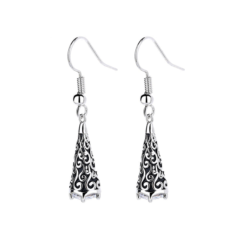 Bali Filigree Artisan Cone Drop Earrings with crystals from Swarovski