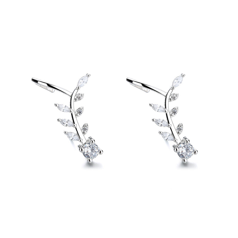 18K White Gold Cuff Climber Earring with crystals