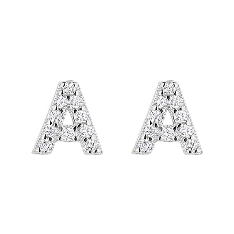 Sterling Silver Letter Earrings with Crystals