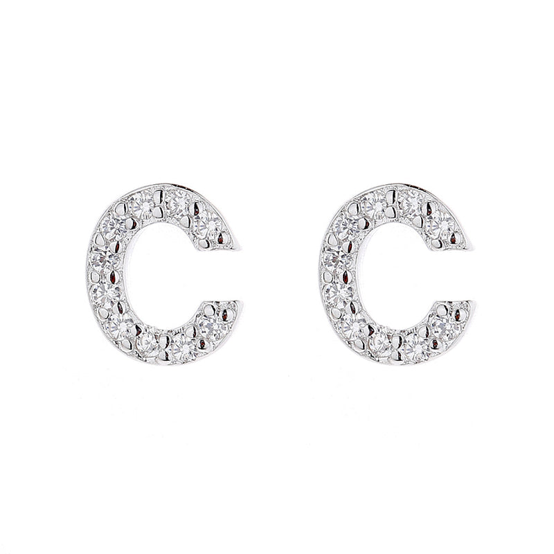 Sterling Silver Letter Earrings with Crystals