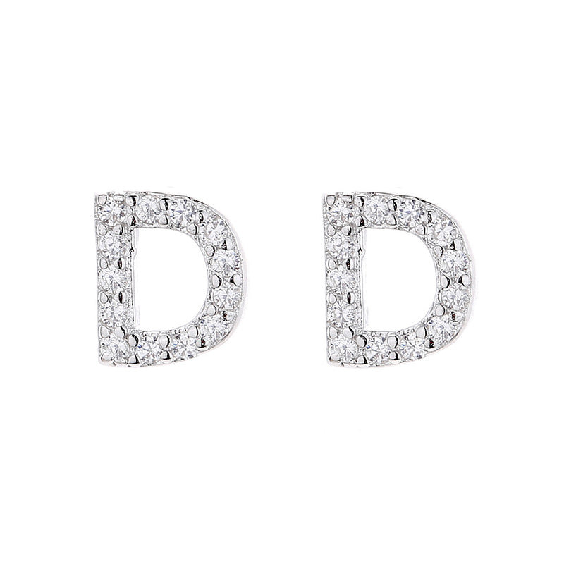 Sterling Silver Letter Earrings with Crystals