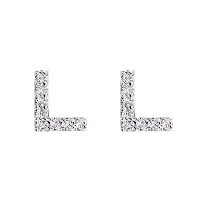 Sterling Silver Letter Earrings with Crystals