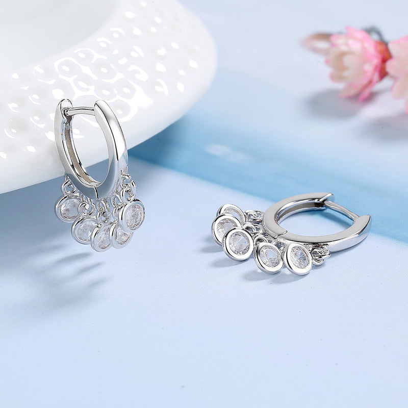 14K Gold or Sterling Silver Huggie Hoop Earrings With Crystals