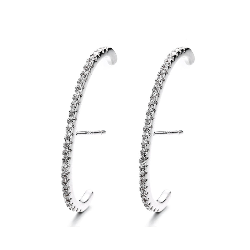 14k Gold And Sterling Silver Half Hoop earring with crystals