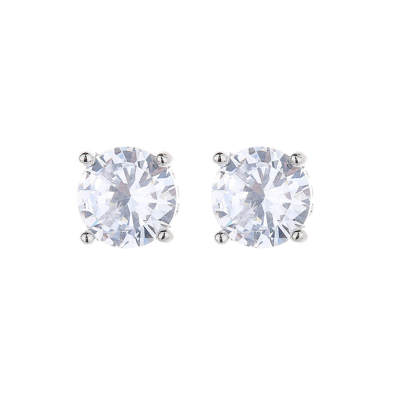 Amy and Annette 14K Gold and Sterling Silver Swarovski Crystal Crown Stud Earrings
