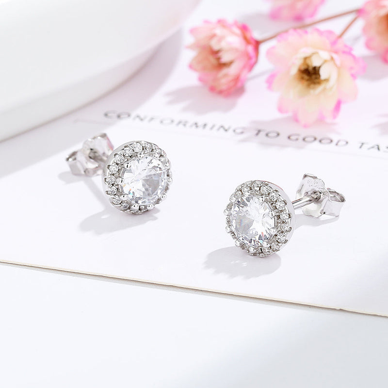 Sterling Silver Halo Stud with Crystals from Preciosa
